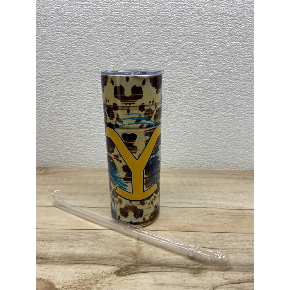 Zonegrace Stainless Steel Skinny Tumbler 20oz Yellowstone Sunflower Cowprint New